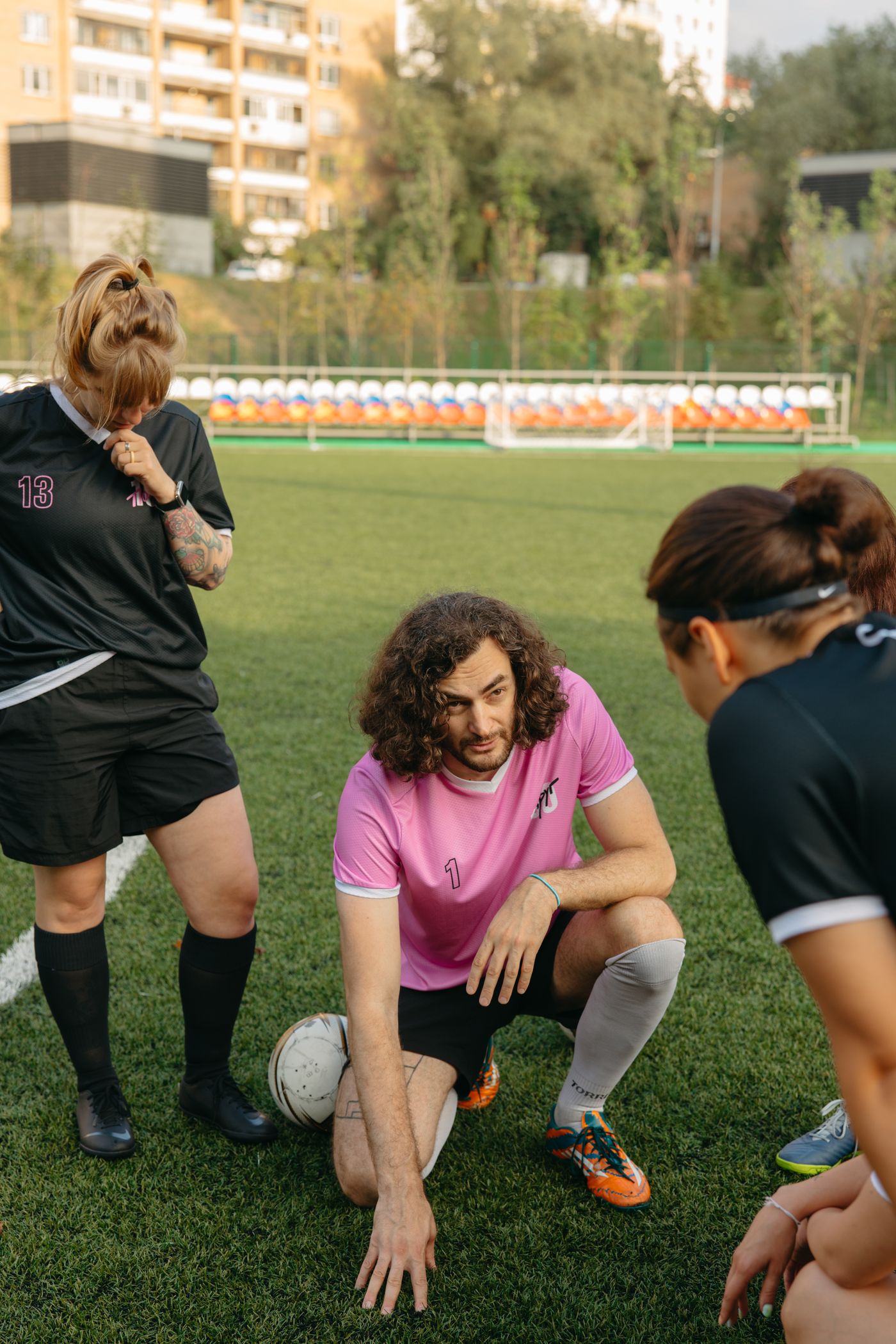 Players learning with their coach